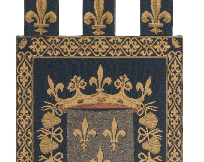 Fleur de Lys Belgian Wall Tapestry: Medieval Home Decor 24x18
