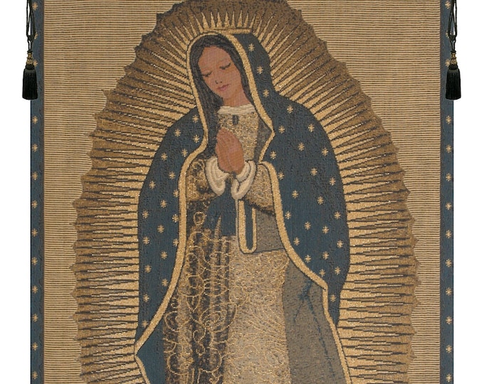 La Virgen de Guadalupe European Woven Wall Tapestry - Religious Decor Art - Belgian Jacquard Hanging