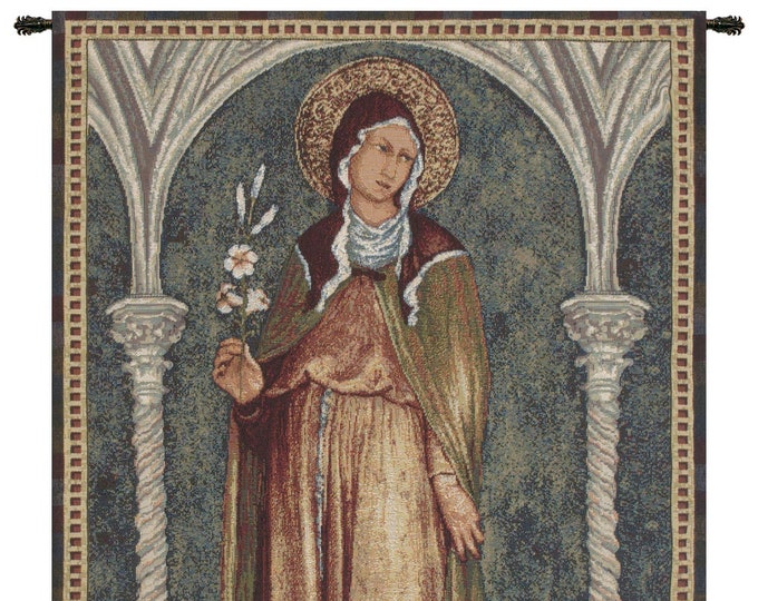 Saint Clare Tapestry: Italian Woven Christian Wall Decor (25x17 inch)