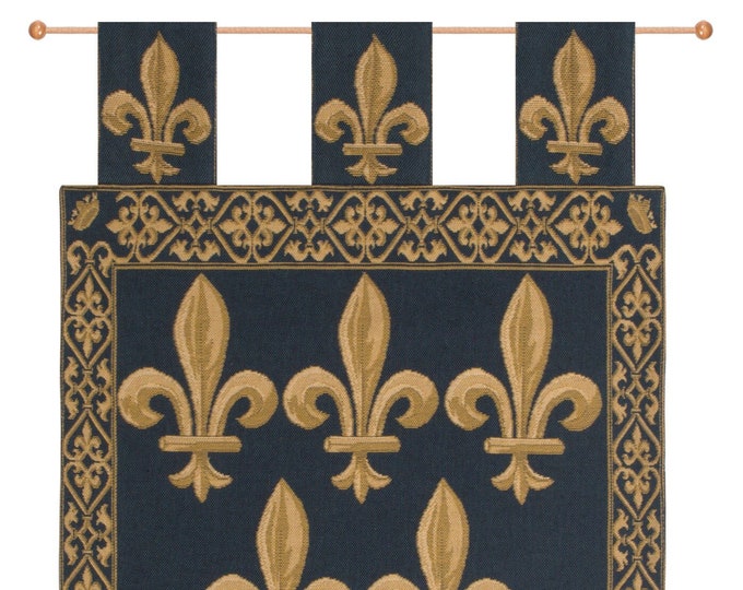 Fleur De Lys Belgian Wall Tapestry: Medieval Floral Decor (24x18 inch)