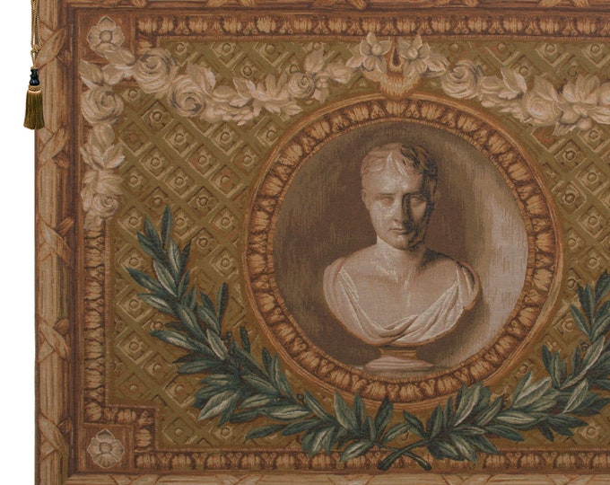 Napoleon European Woven Jacquard Wall Tapestry - Antique Medieval Floral Statue Decor Art Hanging