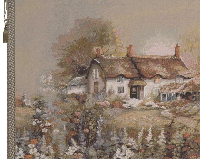 Garden of Eden Woven Tapestry: Turkish Floral Wall Hanging (27x54 inch)