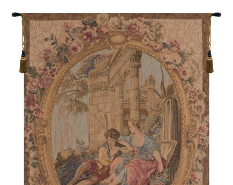 Serenade Creme I European Wall Decorative Tapestry - Medieval Floral Wall Hanging-Jacquard Woven Belgian Wall Tapestry - Italian Wall Decor