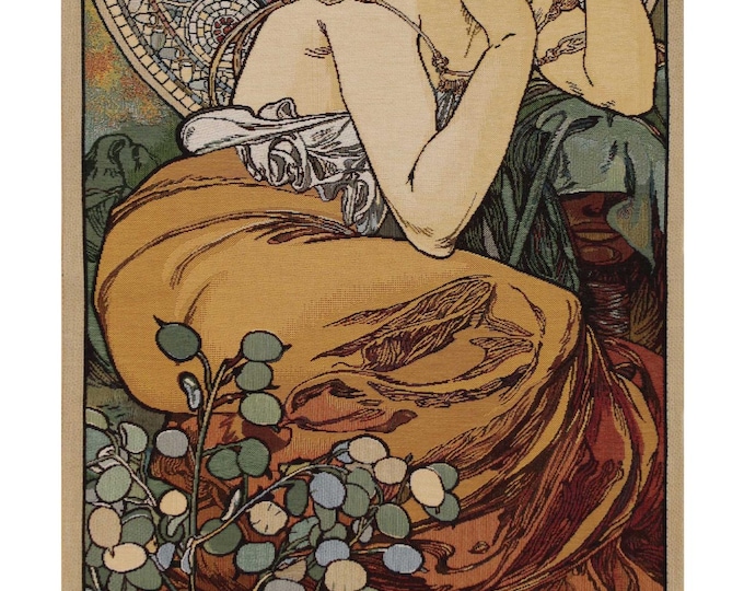 Mucha 'Topaze' Tapestry: Art Nouveau Woven Wall Hanging