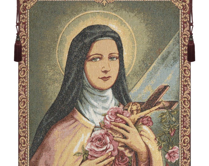 Saint Teresa Jacquard Woven Tapestry - Religious Wall Hanging
