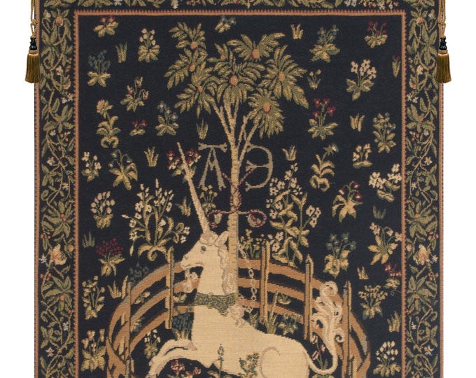 Medieval Unicorn Captivity Tapestry: Jacquard Woven European Wall Decor Art Hanging for Home