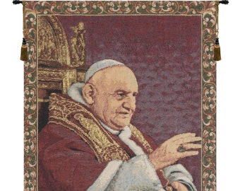 Pope John XXIII European Wall Hanging Tapestry - Belgian Artwork Saint Wall Decor, Jacquard Woven Religious Wall Art Decor - Religious Gift