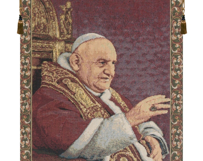 Pope John XXIII Belgian Jacquard Tapestry - Religious Wall Art - Catholic Gift - European Woven Decor