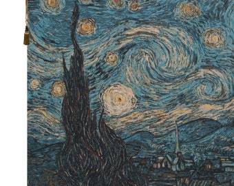 Van Gogh's Starry Night European Tapestry - Fine Art Wall Decor Hanging - Unique Belgian Jacquard Woven