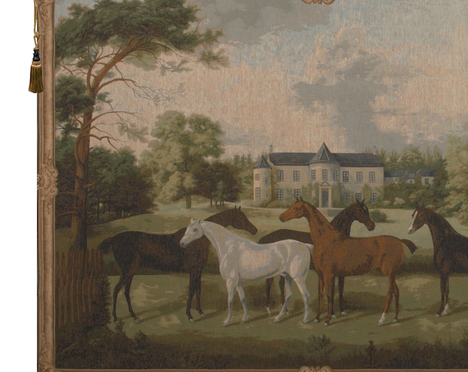 Five Horses English Tapestry - Luxury Wall Decor - Handcrafted Belgian Tapestries