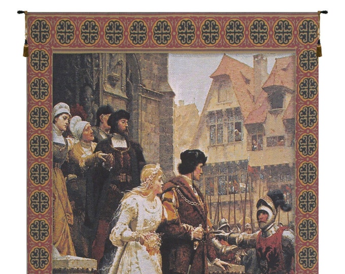 Medieval Jacquard Wall Tapestry: "God Speed" Fine Art Decor (54x38 inch)