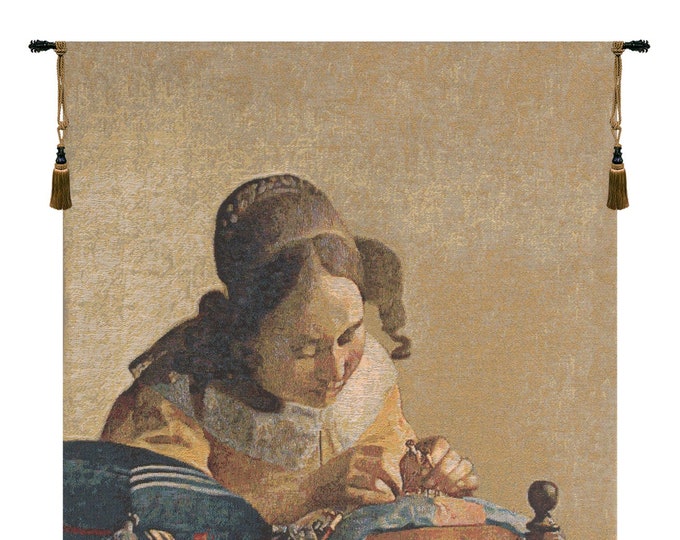 The Lacemaker Tapestry: Vermeer Fine Art, Woven Belgian Wall Decor (24x19 inch)