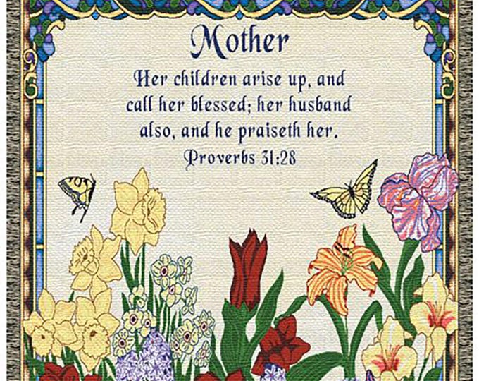 Mother Proverbs 31:28  Tapestry Throw