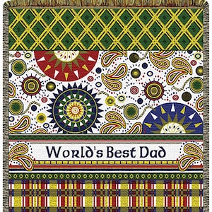 Belgian Wall Tapestry World&#39;s Best Dad Throw - North America Woven, Tapestry Throws, and Afghan Throws, 52x60 Inch - Perfect Dad Gift