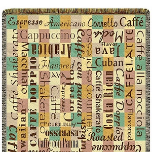 Coffee Tapestry Throw: North American Made, 60x50 inch