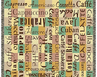 Belgian Wall Tapestry Coffee Aficionado Throw - 60x50 inch, Woven in North America - Perfect for Tapestry Throws & Afghan Throws Lovers