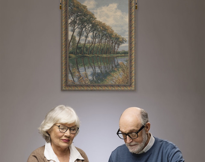 Woven Jacquard Canal in Flanders Landscape Wall Tapestry - European Fine Art Home Decor Hanging