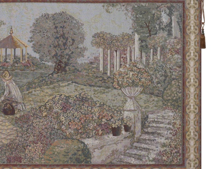 Busy Gardener Eden Tapestry Wall Art Turkish Woven Garden Wall Hanging Nature Decor