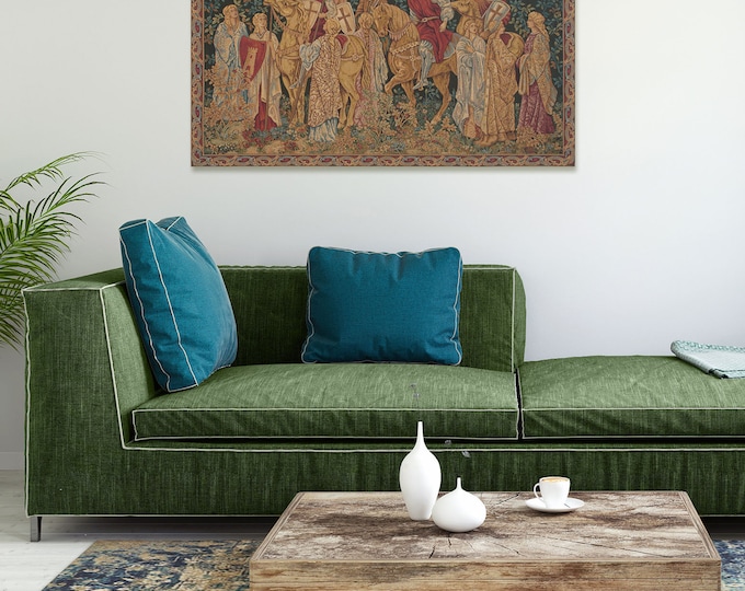 William Morris European Medieval Tapestry - Les Croises I Wall Art Hanging for Bedroom Decor