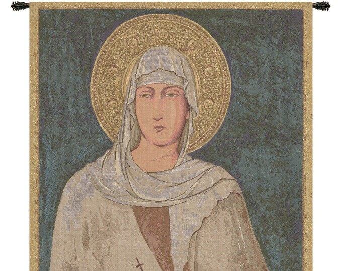 St. Clare Italian Tapestry: Religious Woven Wall Art (19x13 inch)