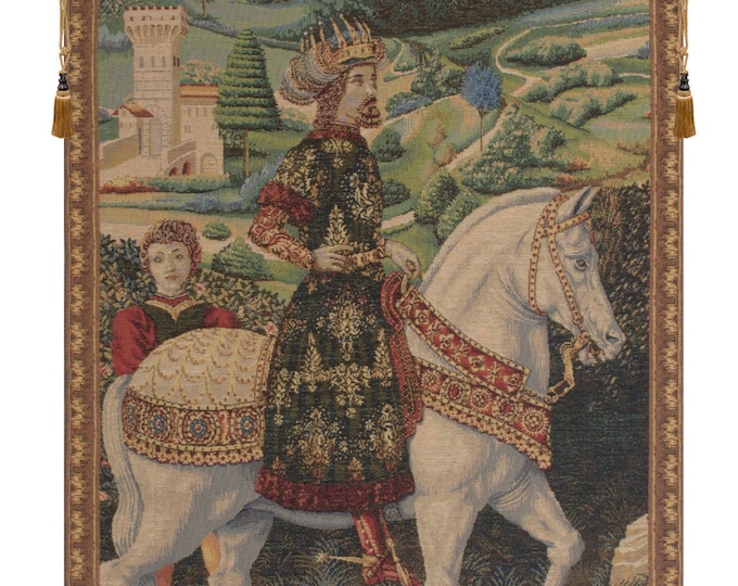 Melchior European Knight Tapestry - Medieval Animal Wall Hanging - French Woven Decorative Art