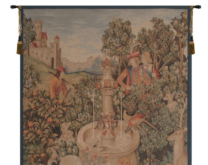 Unicorn Tapestry: Licorne A La Fontaine, French Woven Wall Hanging