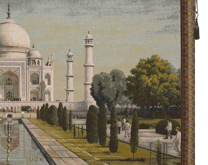 Taj Mahal European Wall Tapestry – Jacquard Woven Architectural Art – Elegant Indian Wall Hanging Decor