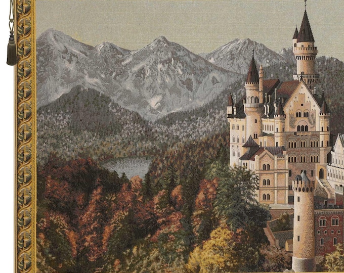 Neuschwanstein Castle Tapestry: Woven Belgian Wall Art (27x51 inch)