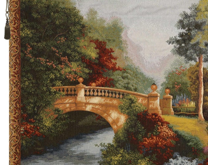 Garden Bridge Wall Tapestry: Woven Turkish Decor (27x51 inch)