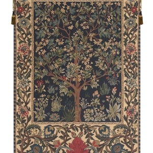 William Morris Tree of Life I Tapestry Medieval Botanical Belgian Woven Wall Hanging Decor