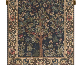 William Morris Tree of Life I Tapestry Medieval Botanical Belgian Woven Wall Hanging Decor