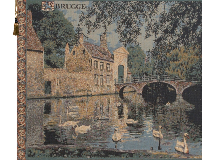 Brugge Belgian Tapestry European Landscape Wall Hanging Boho Home Decor Art Gift 20x25 Inch