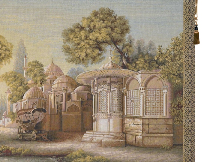 Istanbul View Woven Wall Tapestry: Turkish Home Decor (27x54 inch)