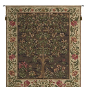 Tree of Life Tapestry: William Morris Beige Woven Wall Art