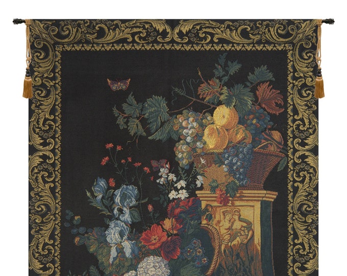 Floral Still Life Tapestry: Belgian Jacquard Weave Wall Hanging
