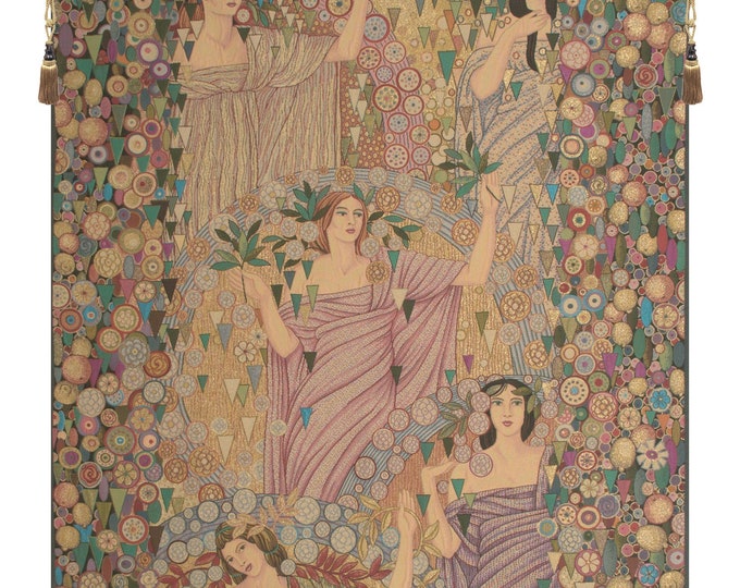 Primavera Floral Jacquard Woven Italian Tapestry: Elegant Wall Hanging for Home Decor