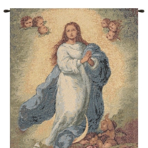 Murillo Madonna Tapestry: Belgian Woven Religious Wall Art (17x12 inch)