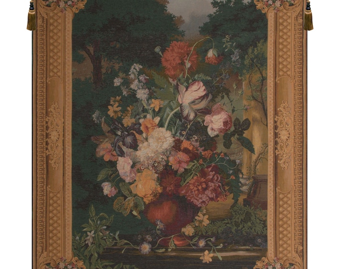 Elegant Flemish Floral Tapestry– Vintage-Inspired European Wall Hanging Art for Home Decor
