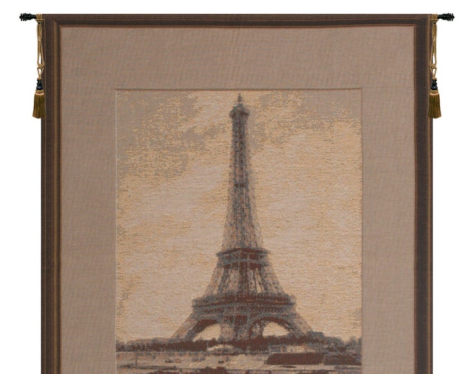 Eiffel Tower Woven Wall Tapestry: French Medieval Art (24x18 inch)