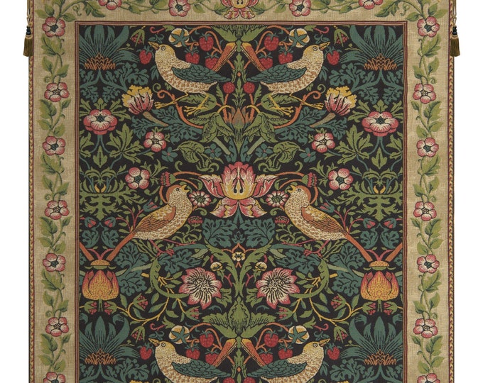 Strawberry Thief Tapestry: William Morris Art Wall Hanging (36x27 inch)