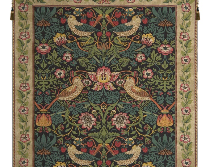 Strawberry Thief Tapestry: William Morris Art Wall Hanging (36x27 inch)