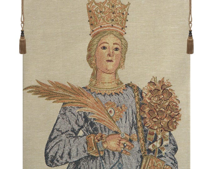 Saint Barbara Woven Wall Tapestry: Religious Home Decor