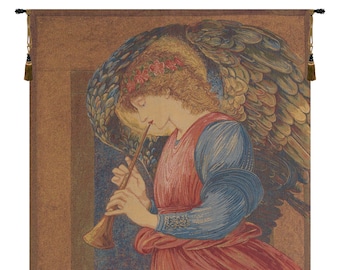 Flageolet Angel European Wall Tapestry - Jacquard Woven Wall Decor Tapestry - Medieval Belgian Wall Hanging - Home Decor Wall Art