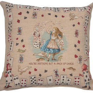 Copricuscino arazzo The Pack of Cards Alice nel paese delle meraviglie 19 x 19 pollici – Copricuscino decorativo – Copricuscino Alice