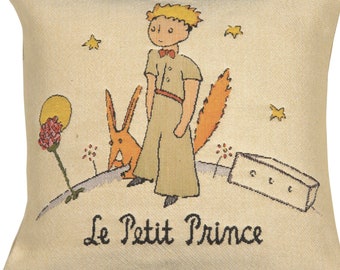 Little Prince Tapestry Pillow Cover - Woven Cotton Blend Cushion 14x14 Decorative Throw