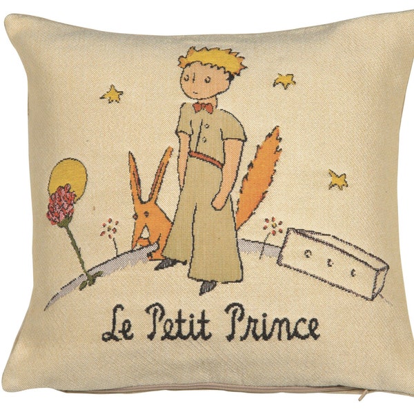 Little Prince Tapestry Pillow Cover - Woven Cotton Blend Cushion 14x14 Decorative Throw