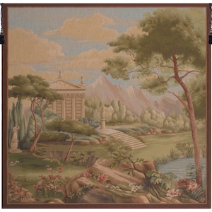 French Garden Landscape Tapestry: Woven Jacquard Wall Decor for Elegant European-Inspired Home Aesthetics