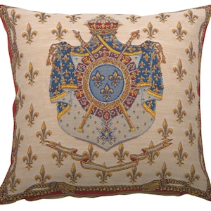 Elegant Belgian Royal Tapestry Cushion Cover 18x18 inch - Unique Gobelin Design Throw Pillow Case
