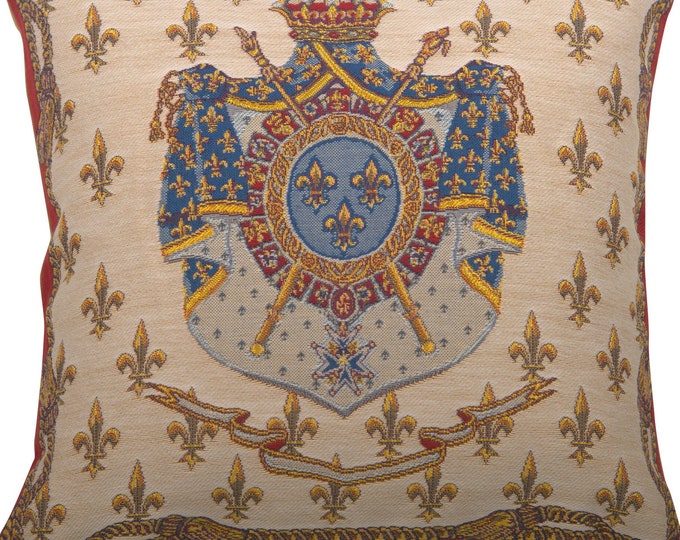 Elegant Belgian Royal Tapestry Cushion Cover 18x18 inch - Unique Gobelin Design Throw Pillow Case