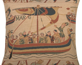 Bayeux Tapestry Pillow Cover: William Morris Belgian Woven Cushion (14x14)